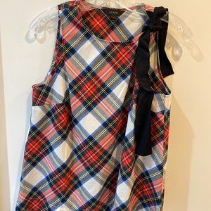 J. Crew plaid sleeveless bow top - size 6